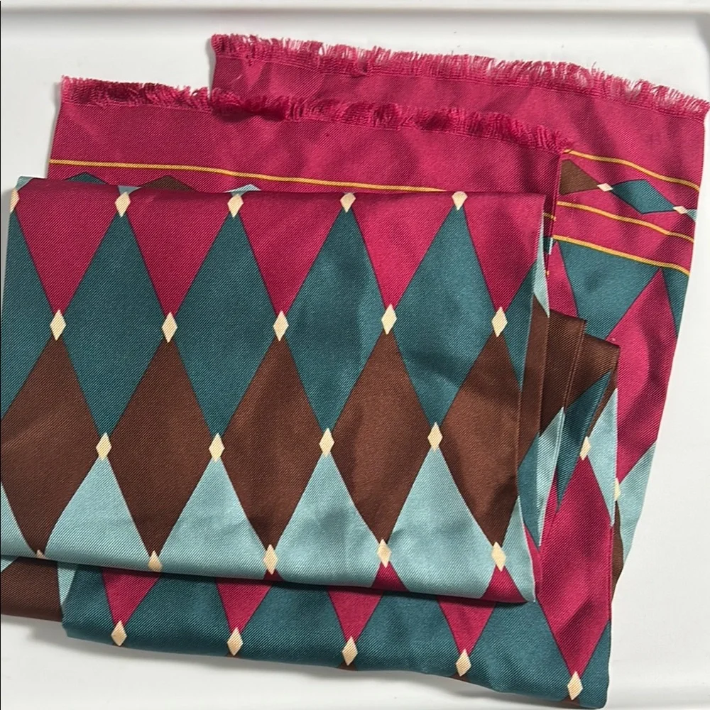Colorful Geometric Patterned Fabric vintage satin men’s scarf